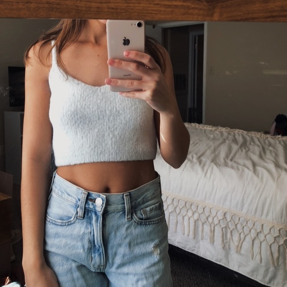 Tops - fuzzy white tank